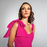 Vestido Longo em Crepe com Laço e Babado na Barra – REF: EG17