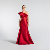 Vestido Longo Sereia em Zibeline com Babado Assimétrico e  – REF: EG12