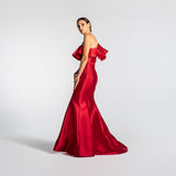 Vestido Longo Sereia em Zibeline com Babado Assimétrico e  – REF: EG12