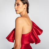 Vestido Longo Sereia em Zibeline com Babado Assimétrico e  – REF: EG12