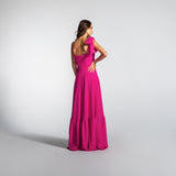 Vestido Longo em Crepe com Laço e Babado na Barra – REF: EG17