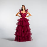 Vestido Longo em Tule com Corpo Transparente e Volume Imponente – REF: EG07
