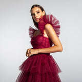 Vestido Longo em Tule com Corpo Transparente e Volume Imponente – REF: EG07