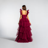 Vestido Longo em Tule com Corpo Transparente e Volume Imponente – REF: EG07