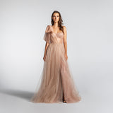 Vestido Longo em Tule com Paetês e Laço Ousado – REF: EG06