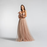 Vestido Longo em Tule com Paetês e Laço Ousado – REF: EG06