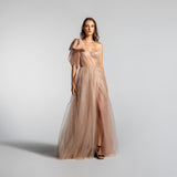 Vestido Longo em Tule com Paetês e Laço Ousado – REF: EG06
