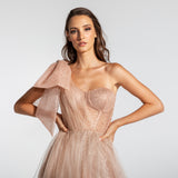 Vestido Longo em Tule com Paetês e Laço Ousado – REF: EG06