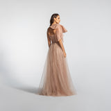 Vestido Longo em Tule com Paetês e Laço Ousado – REF: EG06