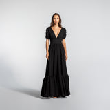 Vestido Longo em Musselina Fluida com Barrado Especial – REF: EG04