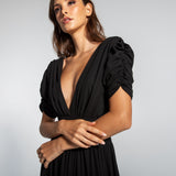 Vestido Longo em Musselina Fluida com Barrado Especial – REF: EG04