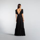 Vestido Longo em Musselina Fluida com Barrado Especial – REF: EG04