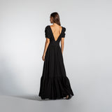 Vestido Longo em Musselina Fluida com Barrado Especial – REF: EG04
