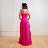 Vestido Longo em Crepe com Decote Coração e Saia Esvoaçante – REF: EG31