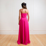 Vestido Longo em Crepe com Decote Coração e Saia Esvoaçante – REF: EG31