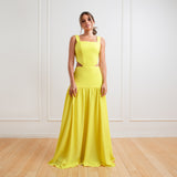 Vestido Longo em Crepe com Recortes Laterais e Amarração nas Costas – REF: EG35