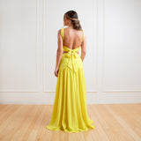 Vestido Longo em Crepe com Recortes Laterais e Amarração nas Costas – REF: EG35