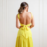 Vestido Longo em Crepe com Recortes Laterais e Amarração nas Costas – REF: EG35