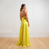 Vestido Longo em Crepe com Recortes Laterais e Amarração nas Costas – REF: EG35
