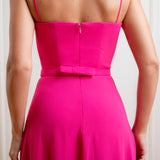 Vestido Longo em Crepe com Decote Coração e Saia Esvoaçante – REF: EG31