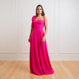 Vestido Longo em Crepe com Decote Coração e Saia Esvoaçante – REF: EG31