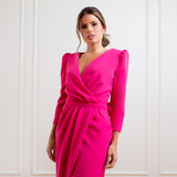 Vestido Longo em Crepe Transpassado com Mangas 3/4 – REF: EG29