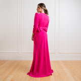 Vestido Longo em Crepe Transpassado com Mangas 3/4 – REF: EG29