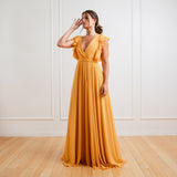 Vestido Longo em Musseline com Babados Fluidos – REF: EG14