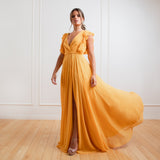Vestido Longo em Musseline com Babados Fluidos – REF: EG14