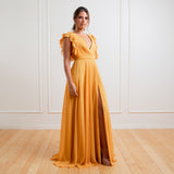 Vestido Longo em Musseline com Babados Fluidos – REF: EG14
