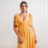 Vestido Longo em Musseline com Babados Fluidos – REF: EG14