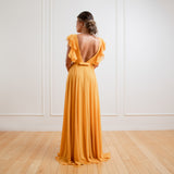 Vestido Longo em Musseline com Babados Fluidos – REF: EG14