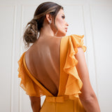 Vestido Longo em Musseline com Babados Fluidos – REF: EG14