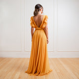 Vestido Longo em Musseline com Babados Fluidos – REF: EG14