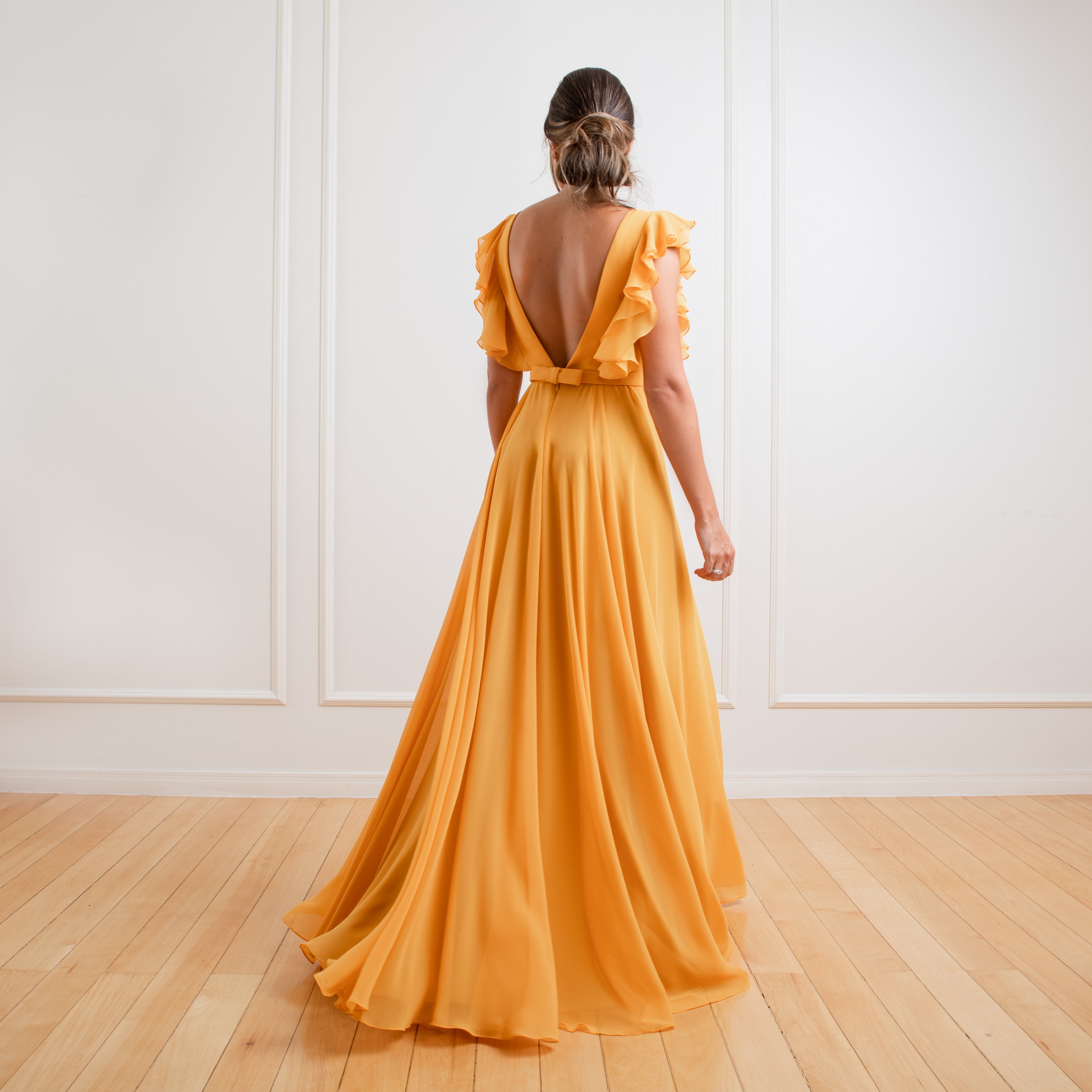 Vestido Longo em Musseline com Babados Fluidos – REF: EG14 – One Dress