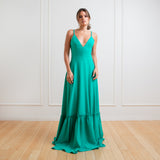 Vestido Longo em Crepe com Babado na Barra – REF: EG37