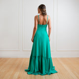 Vestido Longo em Crepe com Babado na Barra – REF: EG37