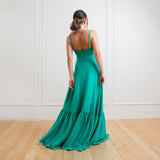 Vestido Longo em Crepe com Babado na Barra – REF: EG37