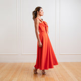 Vestido Longo em Crepe com Decote Coração e Babado na Barra – REF: EG17MD