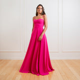 Vestido Longo em Crepe com Decote Coração e Saia Esvoaçante – REF: EG31