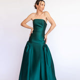 Vestido Longo em Zibeline com saia franzida no cadeirão - REF:OD79