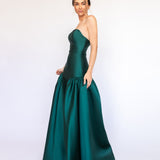 Vestido Longo em Zibeline com saia franzida no cadeirão - REF:OD79