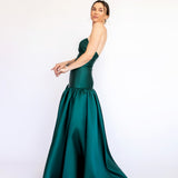 Vestido Longo em Zibeline com saia franzida no cadeirão - REF:OD79