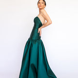 Vestido Longo em Zibeline com saia franzida no cadeirão - REF:OD79