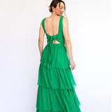 Vestido Longo em Musseline com Costas Abertas e Laço – REF: EG32