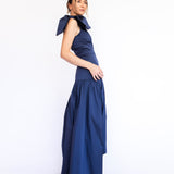 Vestido Longo em Tafetá Assimétrico com Saia Mullet – REF: EG42