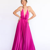 Vestido Longo em Cetim com Decote Profundo e Costas Abertas – REF: EG19