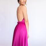 Vestido Longo em Cetim com Decote Profundo e Costas Abertas – REF: EG19