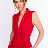Vestido Longo em Crepe Estilo Alfaiataria com Decote V – REF: EG50