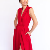 Vestido Longo em Crepe Estilo Alfaiataria com Decote V – REF: EG50